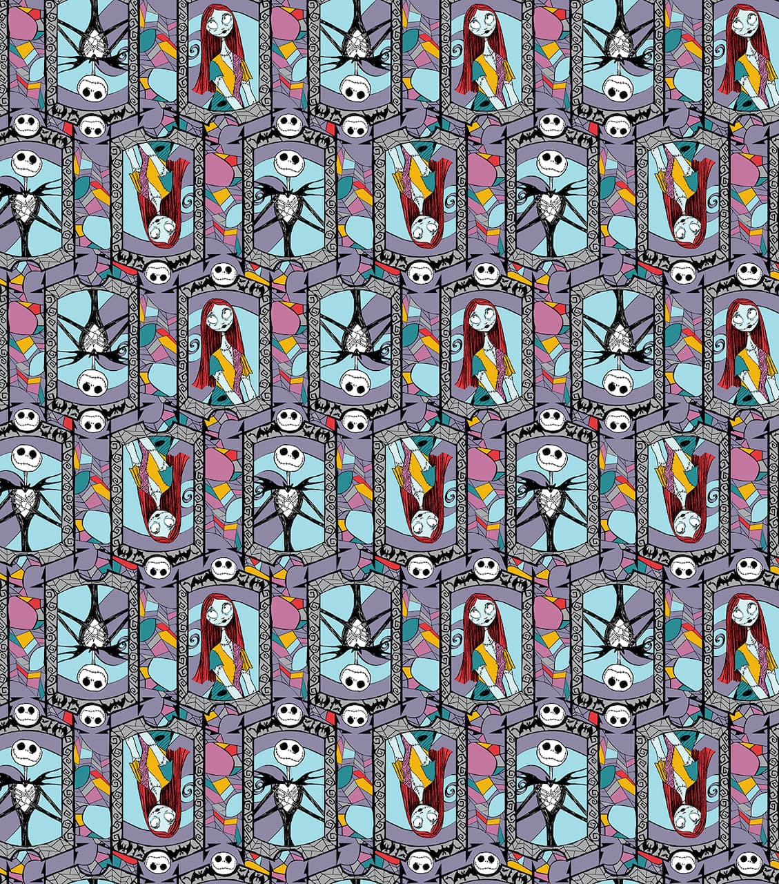 Disney® Nightmare Before Christmas Jack & Sally Stained Glass Fleece Fabric